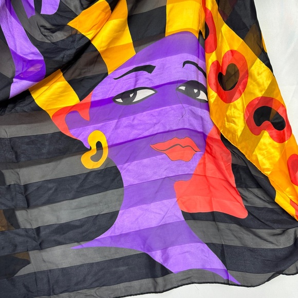 Retro Bright Kate Scarf Satan Bold Sheer Wrap - Picture 6 of 9